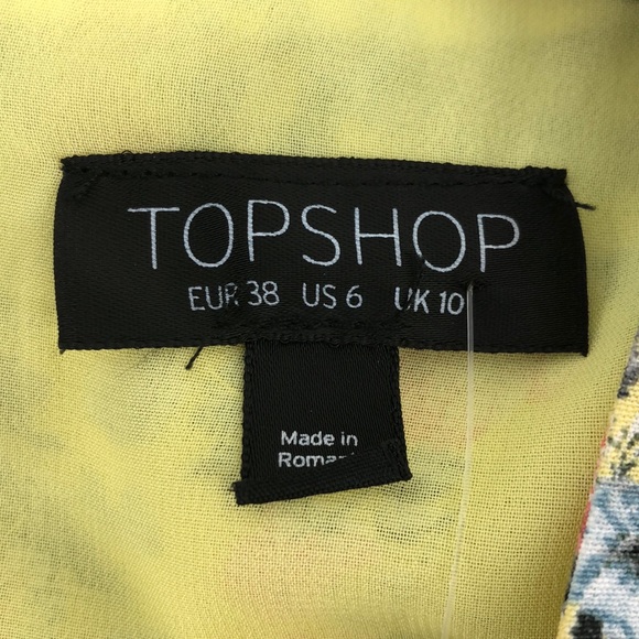 TOPSHOP Yellow Floral Print Hook Front Dress - Picture 6 of 10